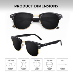 GQUEEN Classic Horn Rimmed Semi Rimless Polarized Sunglasses for Men Women GQO6