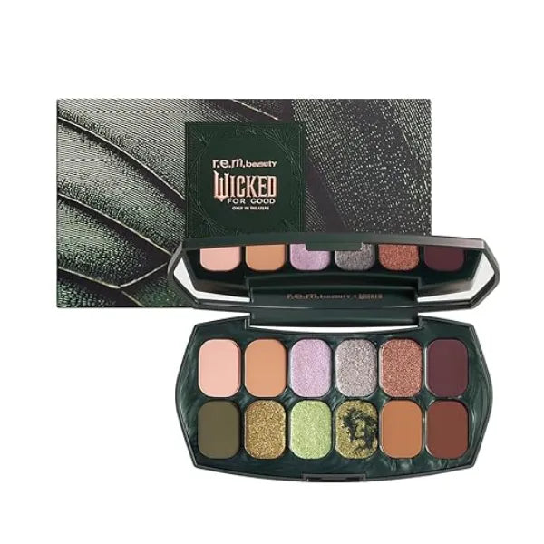 r.e.m. beauty by Ariana Grande Wicked For Good Ozian Forest Eyeshadow Palette Highly Pigmented, Blendable Eye Shadows Mix of Matte, Duo Chrome, Shimmer and Glitter Formulas 12 Shades