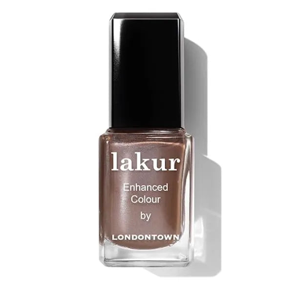 LONDONTOWN lakur Nail Polish Gel Like Shine, Long Lasting Color, Strengthens & Hydrates Nails with 21+ Free Clean Formula and Pro Contour Brush, Affogato, 0.4 Fl Oz