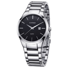CURREN Herren-Armbanduhren, klassisch, schwarz/silber, Stahlband, Quarz, Analog-Armbanduhr mit Datum fr Mann - silver black