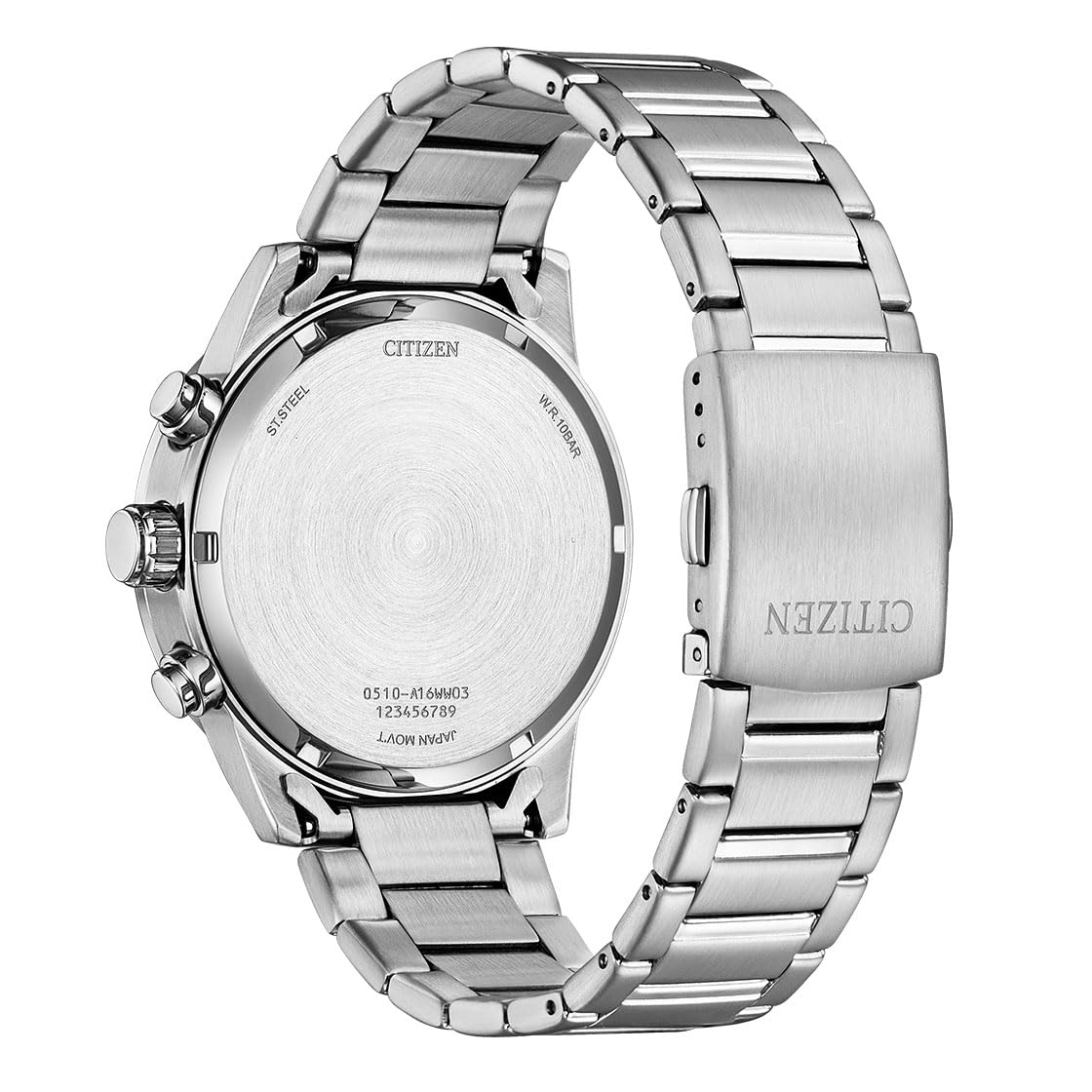 Citizen AN3681-57E Quartz Chronograph Wrist Watch for Men, 44 mm Diameter, Silver