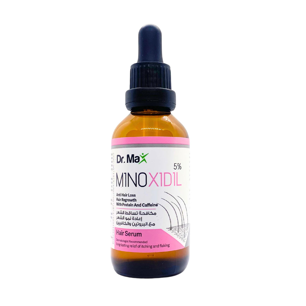 Dr Max Minoxidil 5% Anti Hair Loss Serum, Hair Regrowth With Protein Caffeine Long Lasting Relife of Itching And Flaking