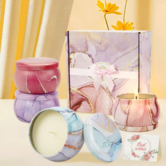 Scented Candles Gift Set | Aromatherapy Candles | 4 Scented Candles | Large Tin 4.4Oz | Natural Soy Wax & Essential Oil | Ideal Gift For Christmas, New Year (Gardenia, Lavender, Vanilla and Rose)