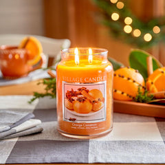 Village Candle Orange Cinnamon Large Glass Apothecary Jar Scented Candle, 21.25 Oz