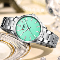 CURREN 9090 Watch for Couple Waterproof Men's Watches Fashion Women's Sports Watches Quartz Movement - SILVER sky