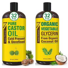 Seven Minerals Pure Castor Oil & Organic Vegetable Glycerin, 32 Fl Oz Each