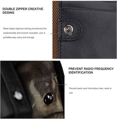 SLGOL Leather Wallet for Men, Bifold Wallet with Zipper Large Capacity Mens Wallet Vintage Wallet for Father Husband Son Gifts (Black)