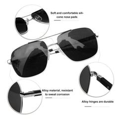 KANASTAL Polarized Sunglasses for Men Women, Large Memory Metal Frame Lightweight Sun Glasses 100% UV400 Protection Shades for Driving