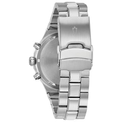 Bulova Men's Classic Diamond 6-Hand Chronograph Quartz Watch, Calendar Date, Luminous Markers, 100M Water Resistant, 44mm - Stainlesss/Blue Dial