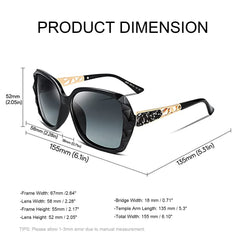 FEISEDY Polarized Women Square Sunglasses Sparkling Composite Shiny Frame B2289
