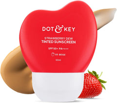 Dot & Key Strawberry Dew Tinted Sunscreen SPF 50+ Pa++++ - 05 Beige | Protection Against UA/UB | Broad Spectrum, Water & Sweat resistant | For All Skin Types | 50ml
