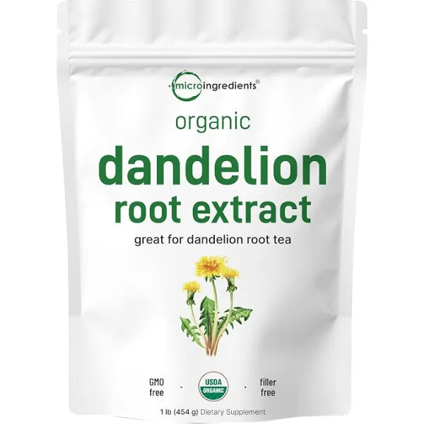 Micro Ingredients Organic Dandelion Root Extract Powder, 1lb | Up to 454 Servings | Great for Dandelion Root Tea, Beverages & Recipes | USDA Organic, Non-GMO, Caffeine Free, Filler Free