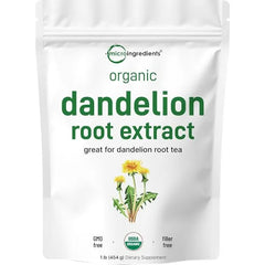 Micro Ingredients Organic Dandelion Root Extract Powder, 1lb | Up to 454 Servings | Great for Dandelion Root Tea, Beverages & Recipes | USDA Organic, Non-GMO, Caffeine Free, Filler Free