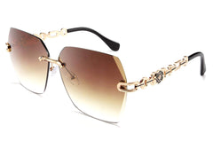 Rimless Sunglasses for Women Metal Square Frame Classic Diamond Grandient lens Eyewear UV Protection Fashion Shades for Women B2567