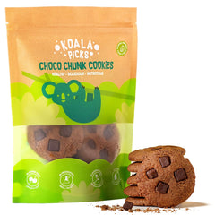 Koala Picks Choco Chunk & Choco Chip Cookies - Healthy Snack Free from Refined Sugar, Preservatives, Artificial Flavors & Transfat - Wholesome Kid's Treat - Pack of 8, 160g