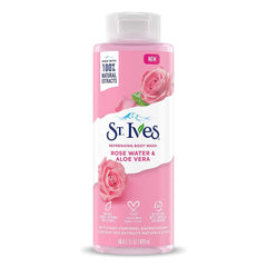 St. Ives Refreshing Body Wash Rosewater & Aloe Vera Made with 100% Botanical Cleansers & Natural Extracts | 16 fl oz (473 ml)