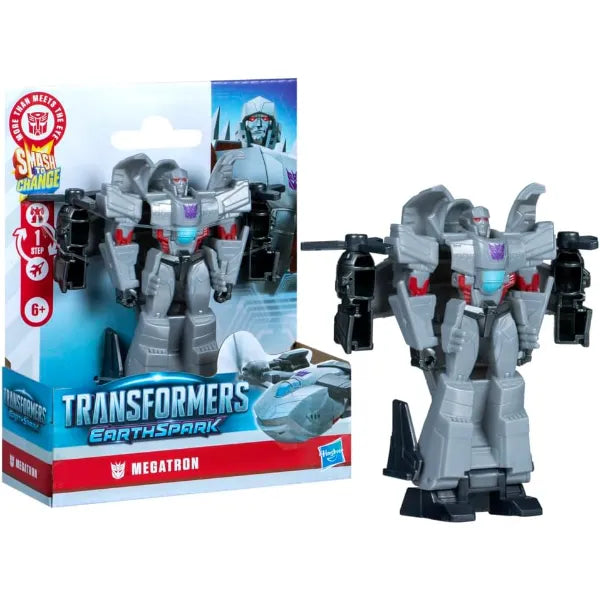 Transformers EarthSpark 1-Step Smash Changers Megatron 4-Inch Action Figure, Robot Toys for Boys and Girls