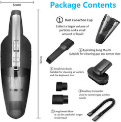 IDEA-TECH Car Vacuum Cleaner, 3.2KPa Strong Cyclone Suction, 12V 120W Rechargeable, for Pet Hair Car Home Cleaning, Black, 355 * 105 * 125mm/13.97 * 4.13 * 0.16in, BW0002