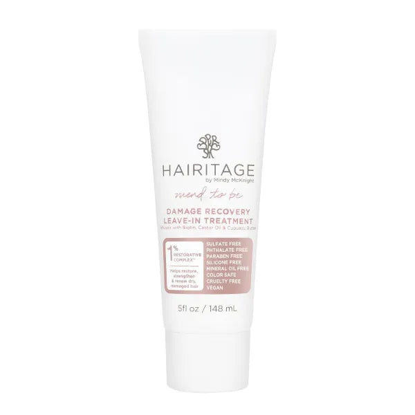 Hairitage Mend To Be Damage Repair Leave In Treatment with Biotin, Castor Oil, + Shea Butter - Refresh Dry Damaged Hair - Smooth Split Ends