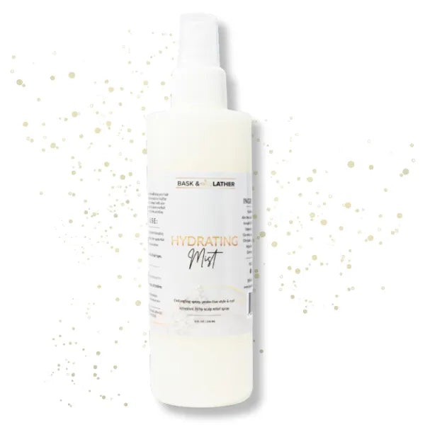 BASK & LATHER Hydrating Mist (8 oz) + Moisture N Slip Curling Cream | Define, Hydrate & Soften Curls | Lightweight Moisture & Slip for Natural Hair | Frizz Control & Long-Lasting Shine