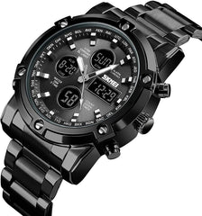 SKMEI Mens Wrist Watch,Stainless Steel Analog Digital Sport Wrist Watch for Men, Black, Digital