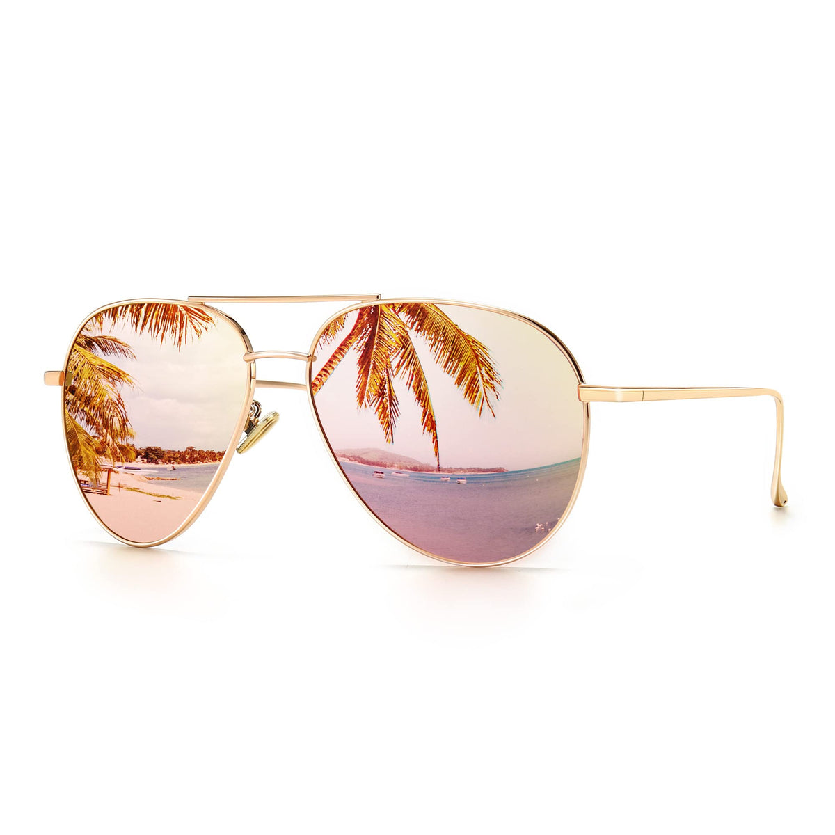 SUNGAIT Vintage Round Sunglasses for Women Men and Lightweight Oversized Aviator Sunglasses