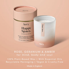 Aery Happy Space - Rose Geranium & Amber Scented Candle (200g)