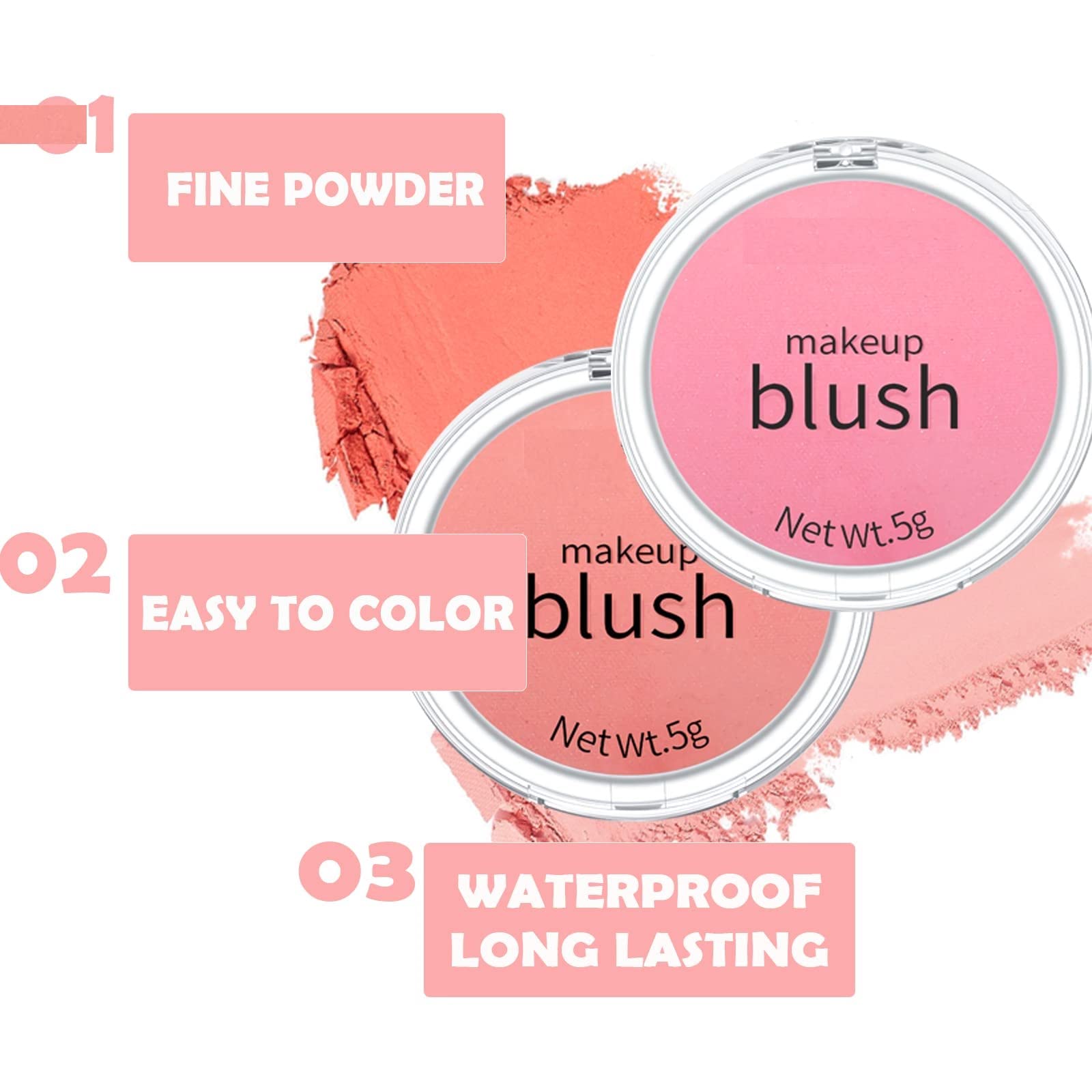 Excefore Blush Powder Makeup, Matte Blush Natural Glow Blush Lightweight Smooth Long-lasting