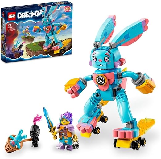 LEGO DREAMZzz 2in1 Izzie and Bunchu the Bunny Buildable Toy Rabbit Figure with Roller Skates, Imaginative Play Set Based on the TV Show, Animal Toys for Kids, Boys, Girls Aged 7+ 71453