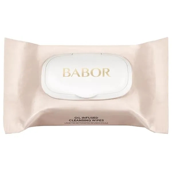 BABOR Oil Infused Cleansing Wipes, Cotton Cleansing Wipes with Panthenol, Almond Oil, Vitamin E and Hyaluronic Acid for Sensitive Skin Pack of 25