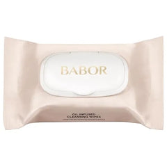 BABOR Oil Infused Cleansing Wipes, Cotton Cleansing Wipes with Panthenol, Almond Oil, Vitamin E and Hyaluronic Acid for Sensitive Skin Pack of 25
