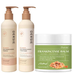 Dersie Hair & Body Care Bundle: Rice Water Hair Growth Shampoo & Conditioner + Frankincense Balm