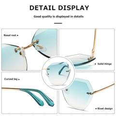 AEVOGUE Sunglasses For Women Oversized Rimless Diamond Cutting Lens Sun Glasses AE0534