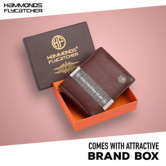 HAMMONDS FLYCATCHER Genuine Leather Wallet for Men, RFID Protected Leather Purse for Men, Money Purse for Men, Bi-Fold Wallet, 4 Card Slots, Coin Pocket, Hidden Pockets - Brown