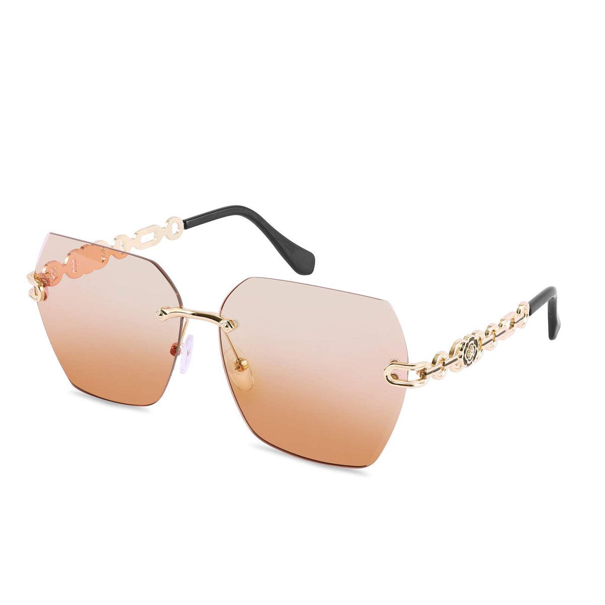 Rimless Sunglasses for Women Metal Square Frame Classic Diamond Grandient lens Eyewear UV Protection Fashion Shades for Women B2567