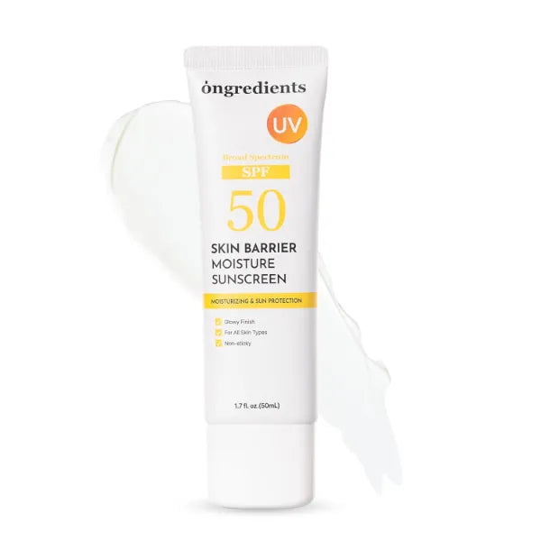 ONGREDIENTS Skin Barrier Moisture Sunscreen Broad Spectrum SPF 50, Glowy Finish, Non-Sticky, No White Cast, Hydrating, Moisturizing, Airy Texture, Korean Skin Care, All Skin Types (1.7 fl. Oz)