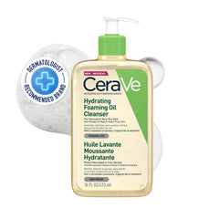 CeraVe Hydrating Foaming Oil Cleanser 473ml for Normal to Very Dry Skin with Squalane, Triglyceride and 3 Essential Ceramides. For Face and Body