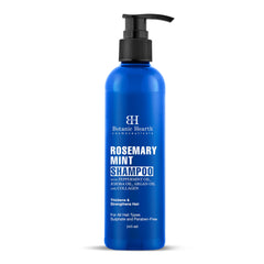 Botanic Hearth Rosemary Mint Shampoo with Peppermint Oil, Jojoba Oil & Collagen | Thickens & Strengthens Hair | Helps Reduce Hairfall | Shampoo for Women and Men | Sulphate & Paraben Free - 245ml