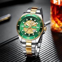 CURREN 8412 Wrist Watch Men's Quartz Sports Brand Luxury Business Waterproof Stainless Steel (TETON GREEN)