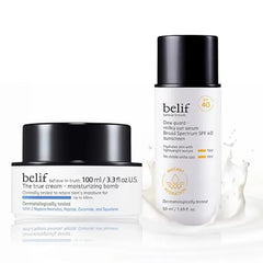 belif Ceramide & Sun Serum Duo Moisturizing Bomb 100ml + Milky Sun Serum SPF 40 48hr Hydration, Barrier Repair, Lightweight UV Defense, Korean Skincare Set