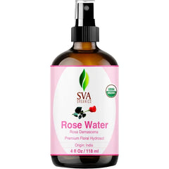 SVA ORGANICS Rose Water, Refreshing Rose Water Spray for Skin Care, Skin Hydration, Bath, Soaps, Haircare & Aromatherapy - 4oz (118 ml)