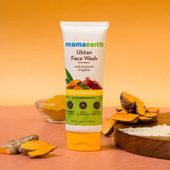 MAMAEARTH Ubtan Natural Face Wash For All Skin Type With Turmeric & Saffron For Tan Removal And Skin Brightning, 100 ml