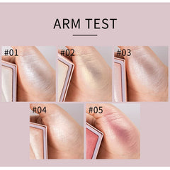 5 Color Diamond Highlighter Palette - Shimmer Powder, Glitter Bronzer, Waterproof, Long Lasting (05 Pink)