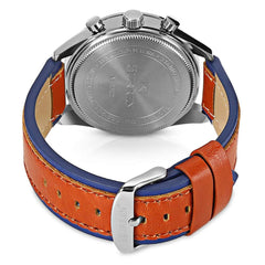 Curren 8290 Men's Analog Leather Strap Watch with Date Display - Blue, Brown