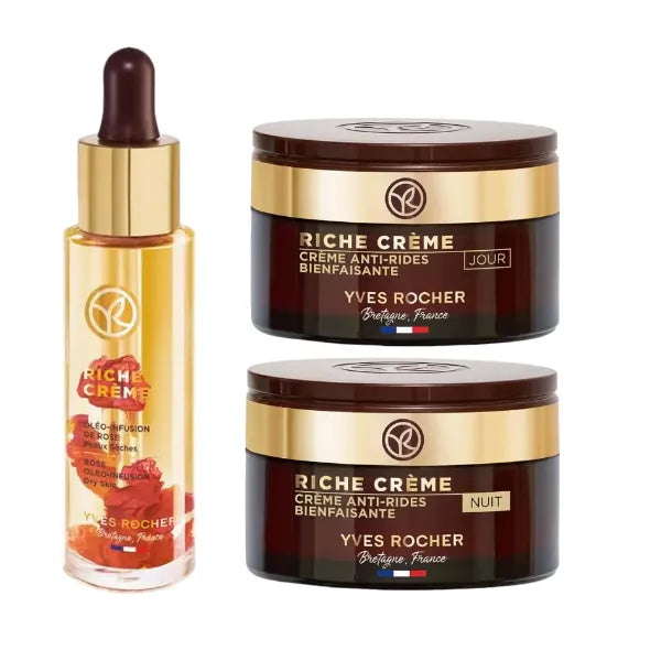 Yves Rocher Riche Creme Nourishin Anti Wrinkle Serum and Day/Night Cream Set Mature Skin