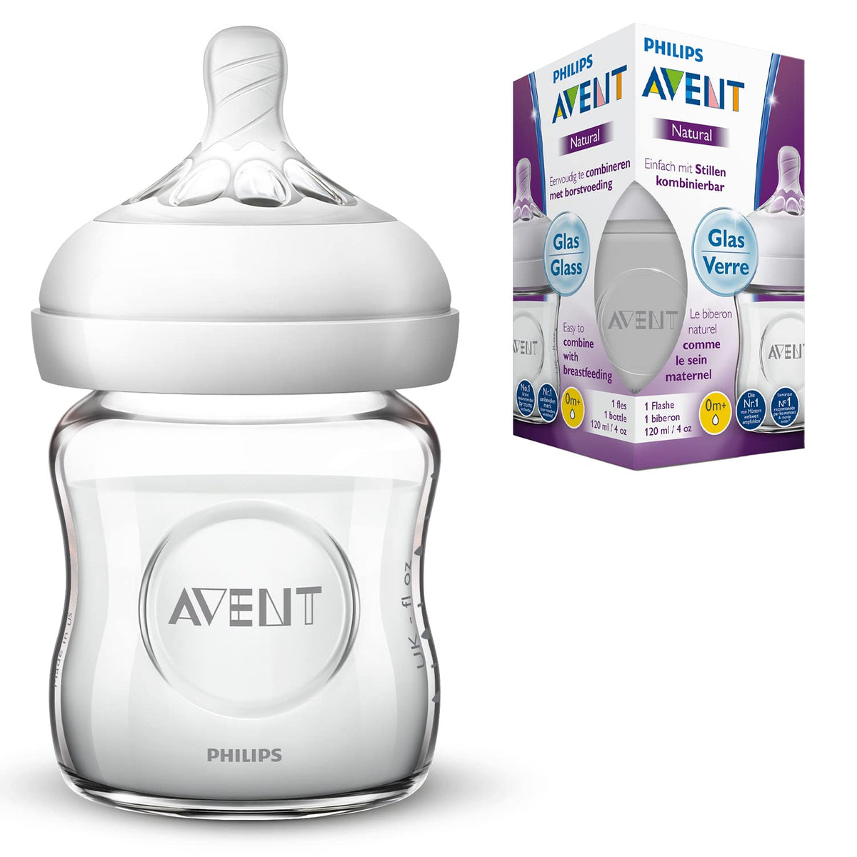 AVENT Philips - Natural Glass Baby Bottle, Pack Of 1