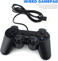 SQDeal 2 Pack USB Joystick Gamepad Gaming Pad Wired Controller with Double Vibration Feedback Motors for PC Computer Laptop Window (Black)