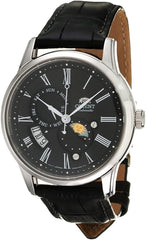 Orient RA-AK0010B10B Classic Sun and Moon Automatic Leather Watch for Men, Black/Silver