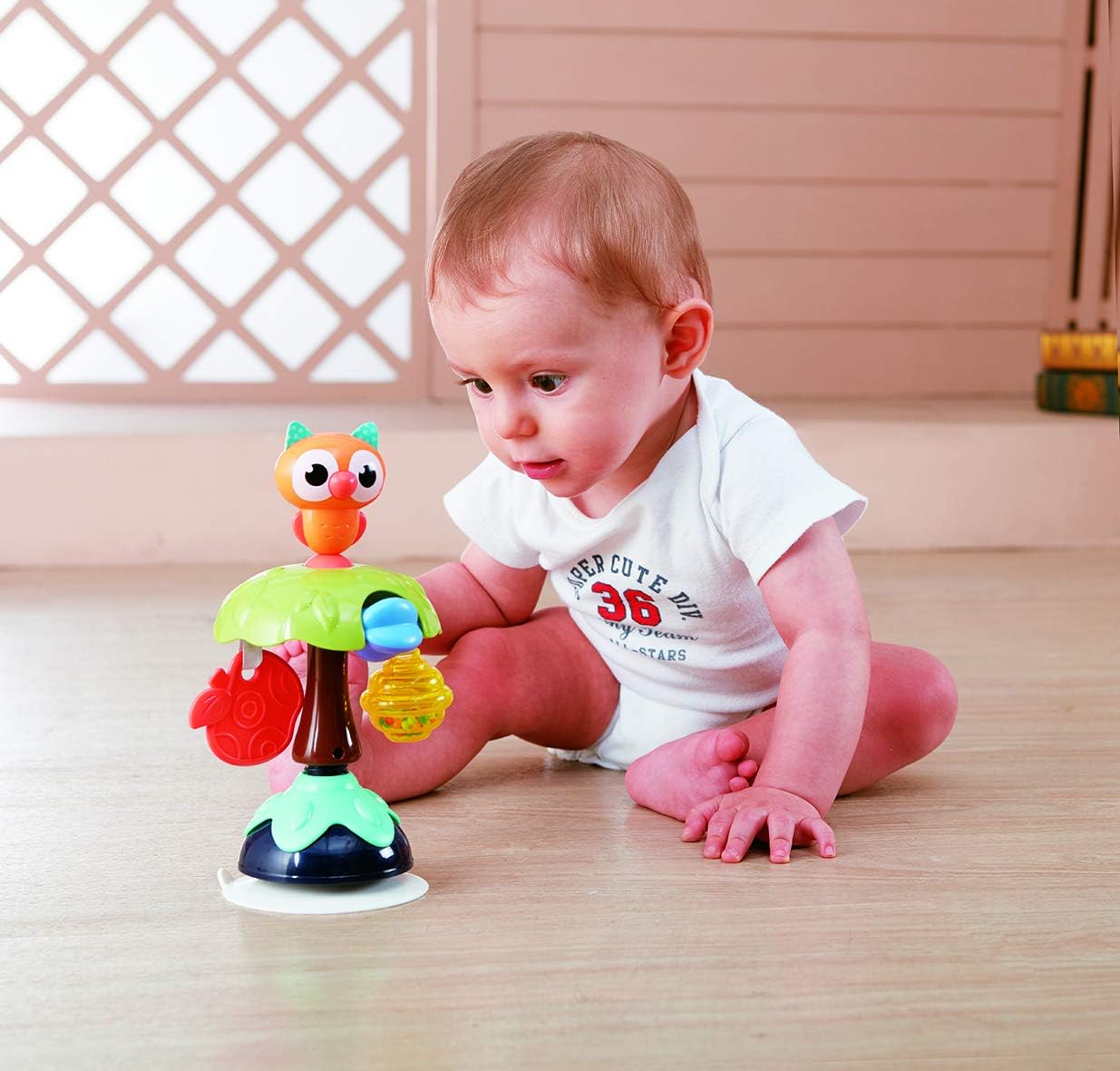 Hola Smart Owl Highchair Toy with Suction – Sensory Development Toy for Babies 6M+, Stimulates Vision, Hearing, and Touch, Fine Motor Skills, Non-Toxic and Easy to Clean, Mealtime Toys