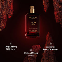 BellaVita Luxury Men OUD DARK Eau De Parfum | Woody & Musky Fragrance with Exotic Grapefruit, Orris & Vetiver |Long-Lasting Mens Perfume | Luxury Gift for Men, Oud Perfume for Men, Vanilla Notes,100ml